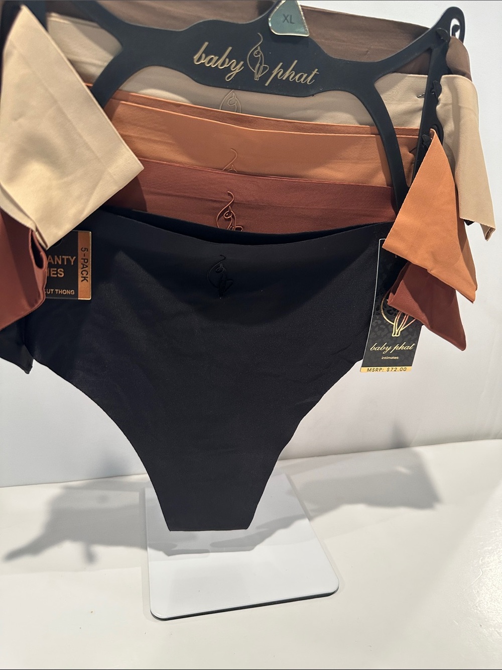 NWT Baby Phat (5) Pack No Lines Laser Cut Thongs in Earthtone Colors. Size XL
